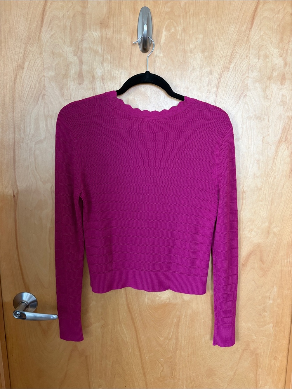 CAbi Fuchsia Scalloped V-Neck Button Cardigan - Picture 2 of 3